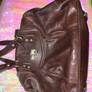 Brown leather Coach purse